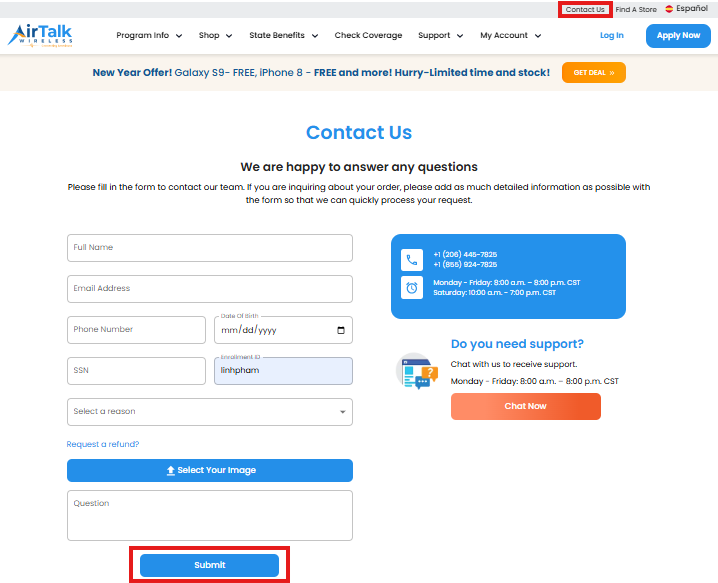 Contact Our Customer Support