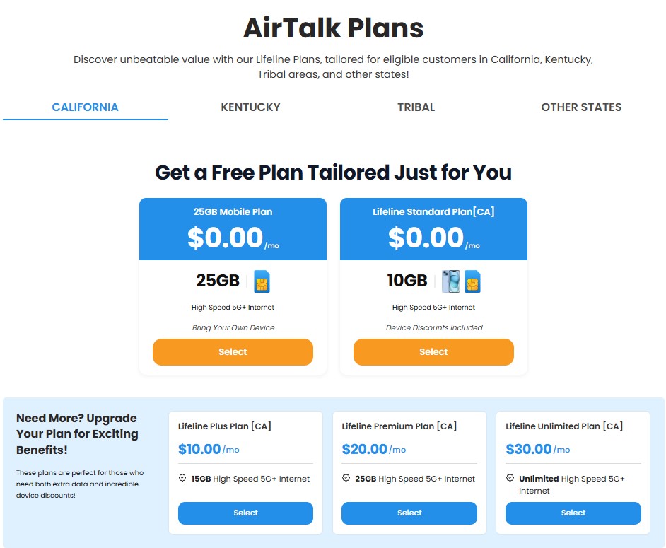 best free phone plans in california