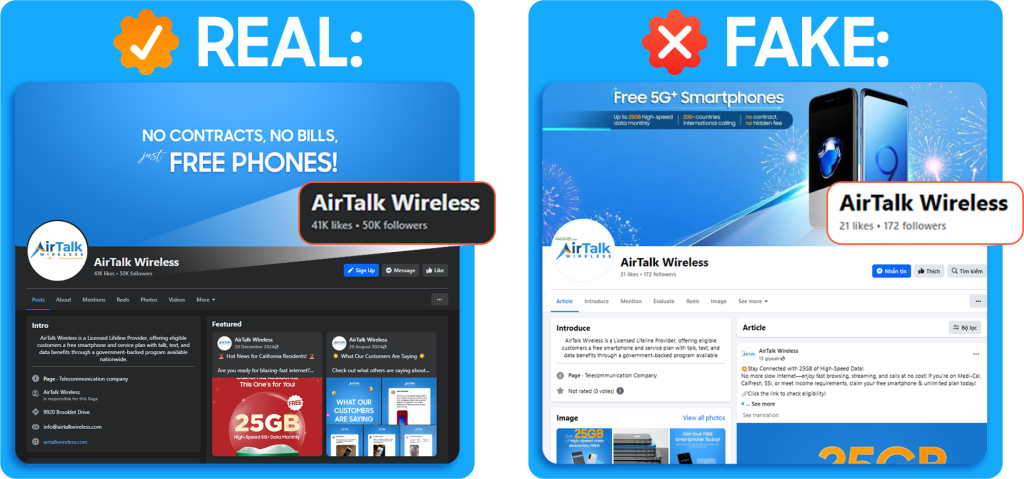 airtalk wireless scam page