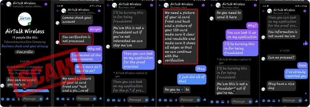 airtalk wireless scam text message