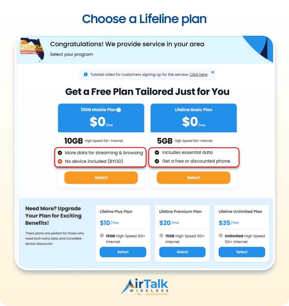 florida lifeline plans