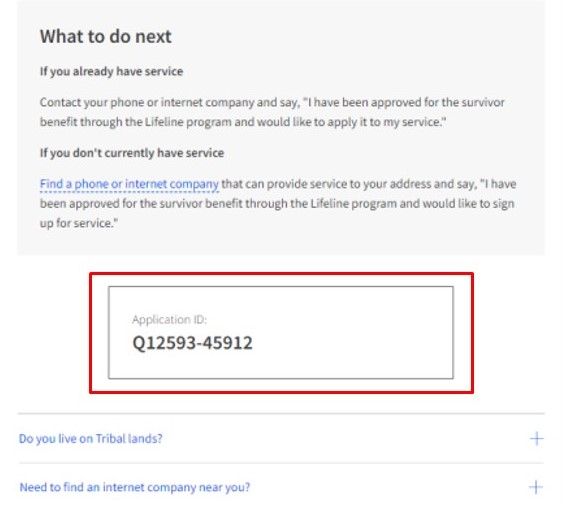 application id lifeline support