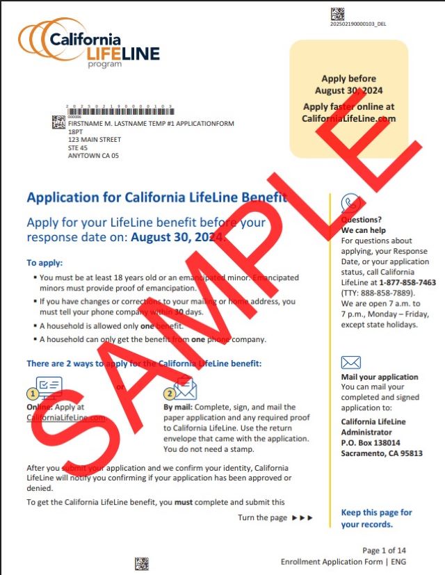 california lifeline application form pdf