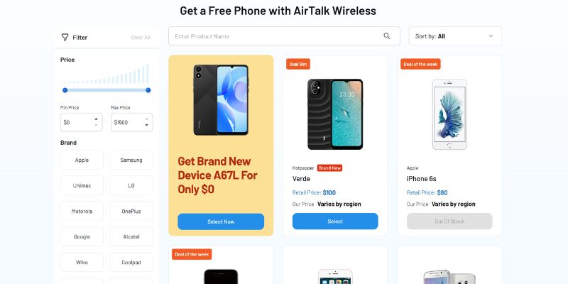 Where can you get a free government cell phone? The first Choose is AirTalk Wireless 
